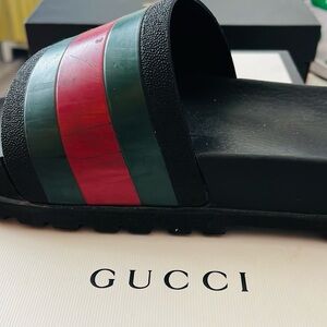 GUCCI slides, men’s size 12, used but good condition, original shoe box